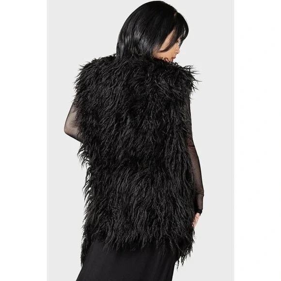 Zara - Women's Black Faux Fur Vest - Picture 3 of 6